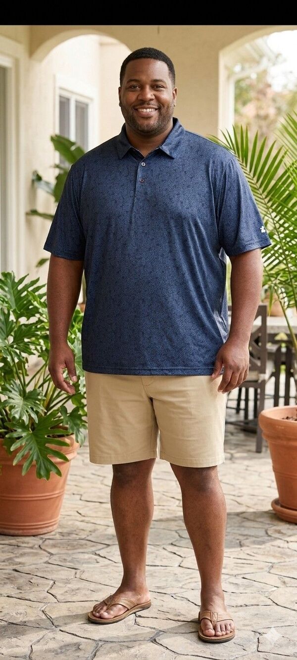 Michel Rouen Performance Polo Mens 4XL Big & Tall Stretch Blue Short Sleeve
